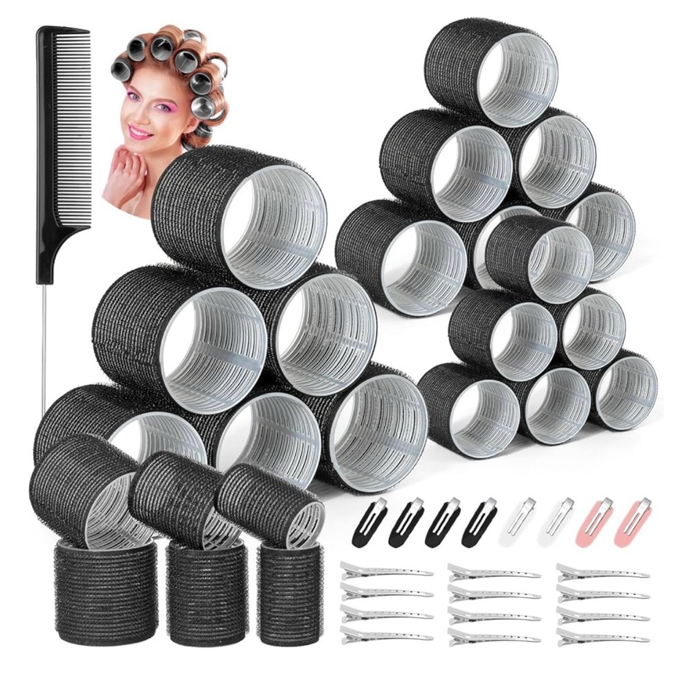 Self Grip Curlers 3 Sizes Black 2.5in, 1.9in, 1.4in